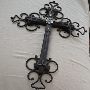 Decorative Black And Brown  Metal Wall Cross